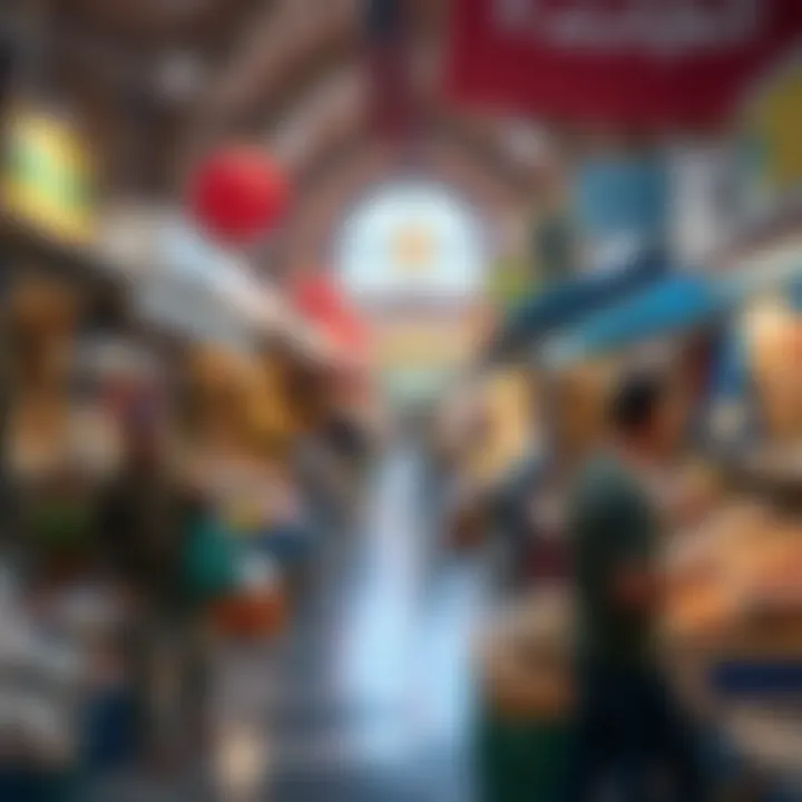 The vibrant market scene at Al Nasr Plaza with local vendors