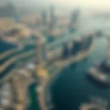 Aerial view of Business Bay showcasing its skyline and waterways