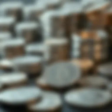 Investing in Silver Coins and Materials Close-up of silver coins and investment materials