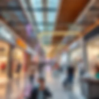 Vibrant shopping scene inside مول غاليريا featuring diverse retail stores