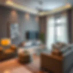 Stylish living room in Ras Al Khor rental