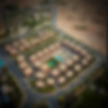 Aerial Perspective of Nad Al Hammar Aerial view of Nad Al Hammar illustrating layout and green spaces