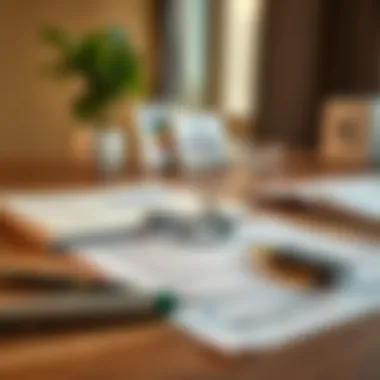 Regulatory documents and property management tools on a desk