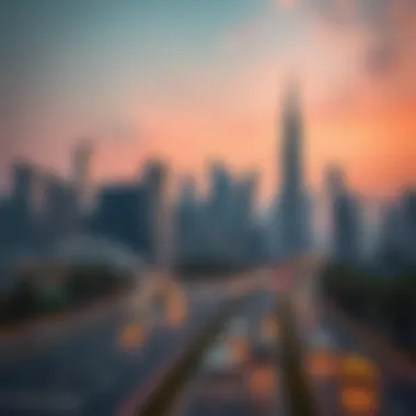 Sheikh Zayed Road Skyline Stunning skyline view of Sheikh Zayed Road showcasing modern architectural designs.